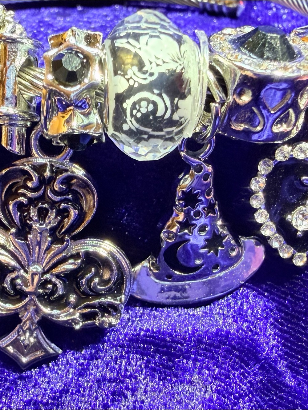 New Charm Bracelet Moon Stars Witch Hat Detailed Spade Hearts mini storybook